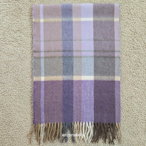 Luxurious Cashmere Scarf Purple Plaid Thick Plush - Picture 3 of 13